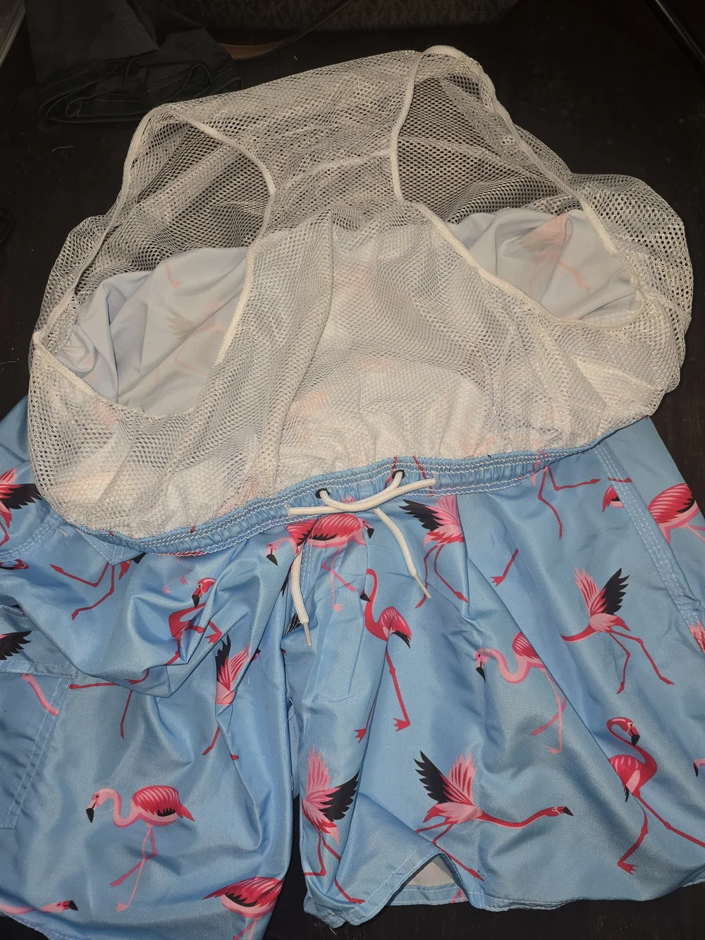 Men's Flamingo‎ Print Swim Trunks - Blue